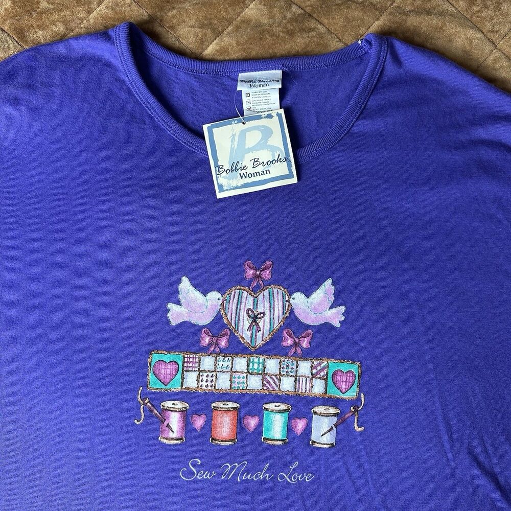 Vintage Bobbie Brooks Novelty TShirt NWT Sew Much Love Sewing Plus Size 14/16W